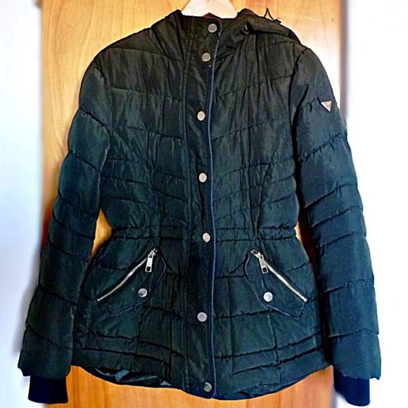 GUESS Women Hooded Puffer Jacket / Parka in Black - Picture 1 of 13